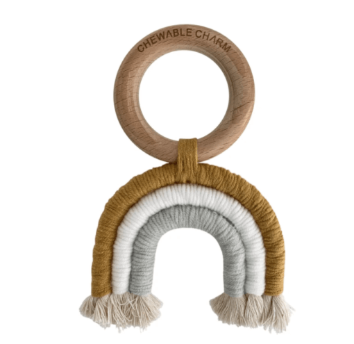 Macrame teether Mustard & Grey