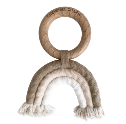 Macrame teether Tan & Blush