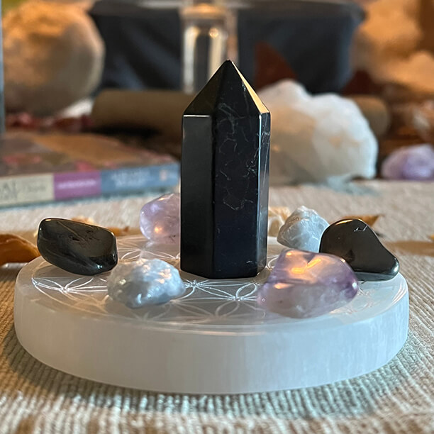 Selenite Crystal Grid & Crystals 1